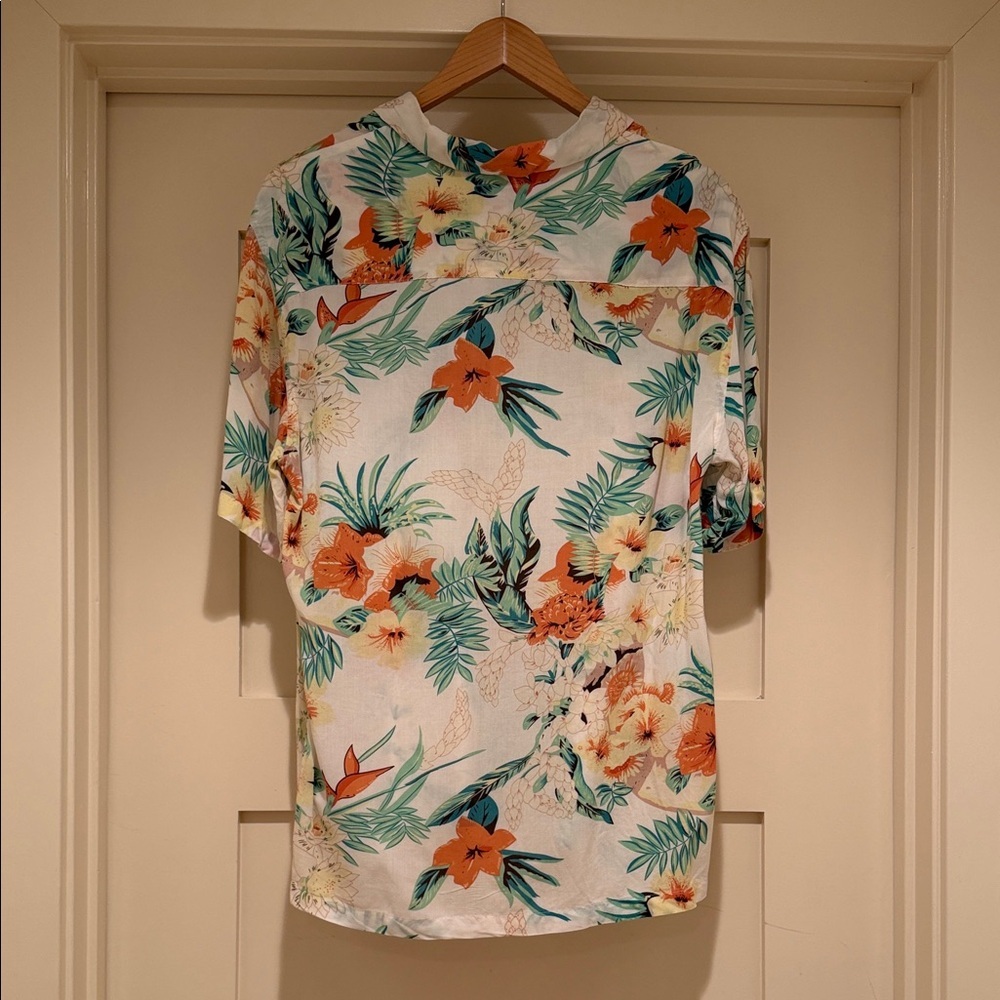 AllSaints Calypso Floral Shirt Small Relaxed Fit Tropical Short Sleeve Button Up - Picture 6 of 10